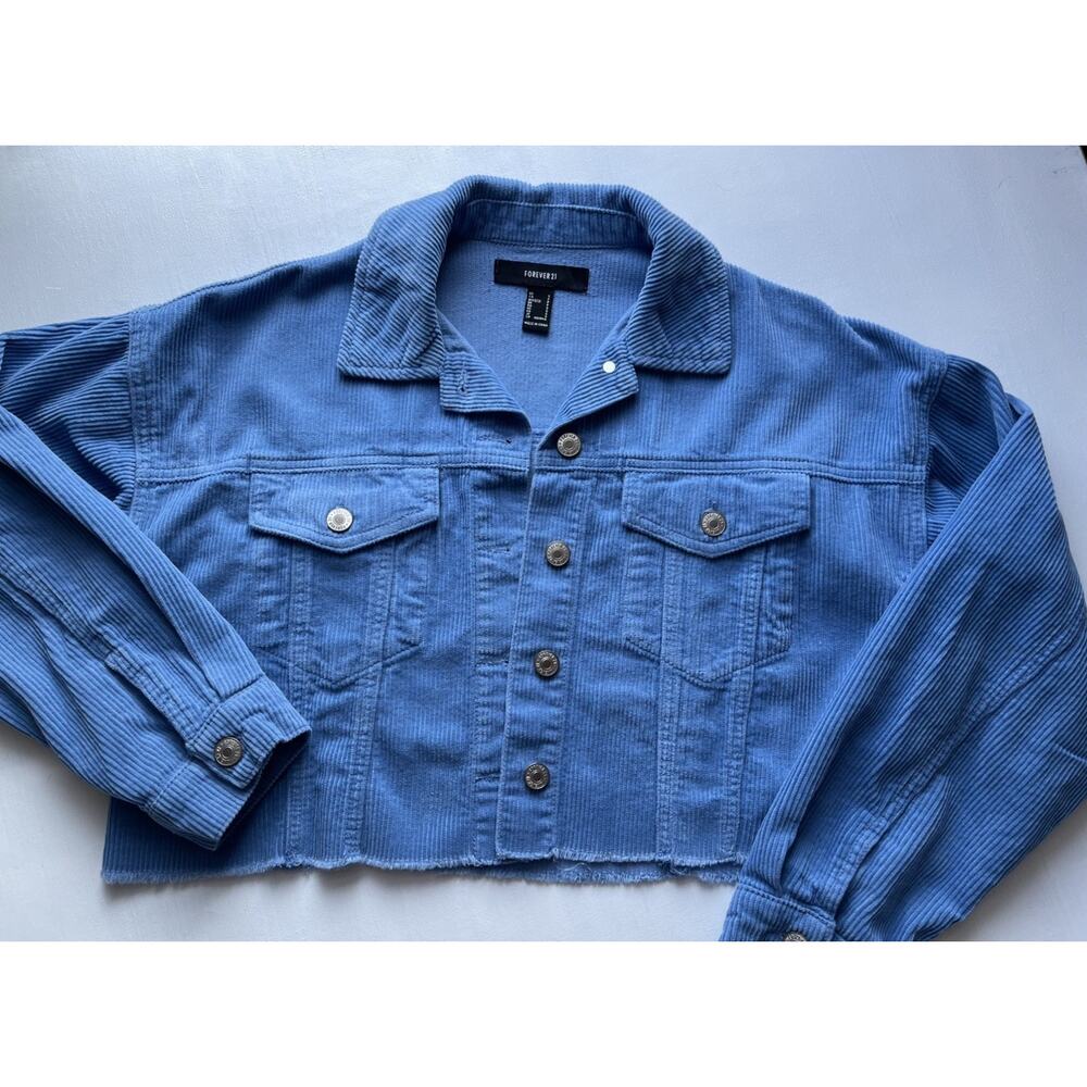 Forever 21 Soft Corduroy Jacket 2 Front Top Pockets w/ Button Enclosure S